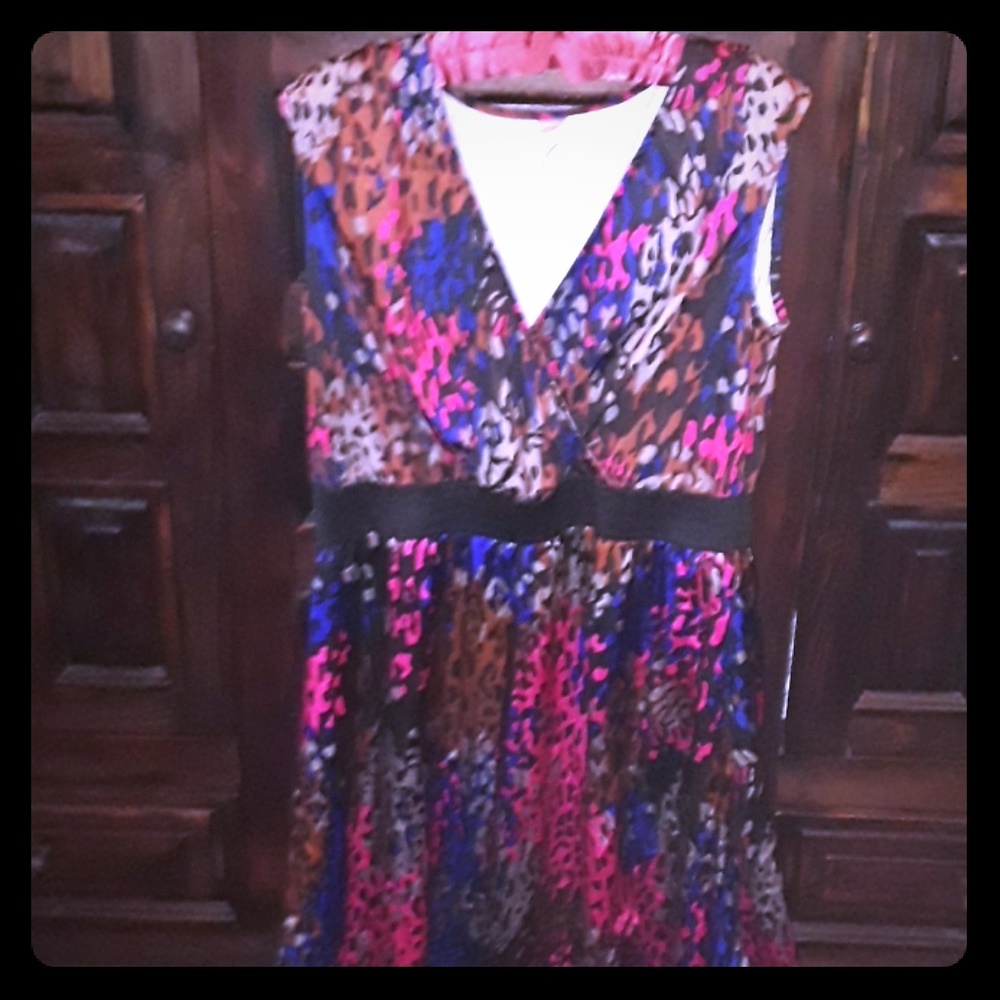 Multi color high low animal print dress XL NWOT